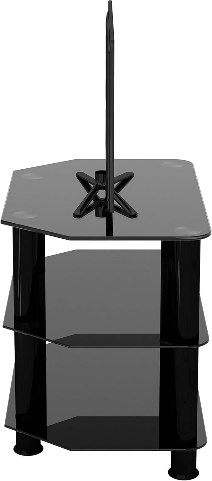 AVF SDC600BB-A TV Stand for TVs UP to 32-inch, Black Glass, Black Legs - LeafyLoom