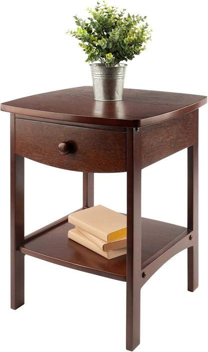 Winsome Basics Solid Wood End Table Nightstand - LeafyLoom