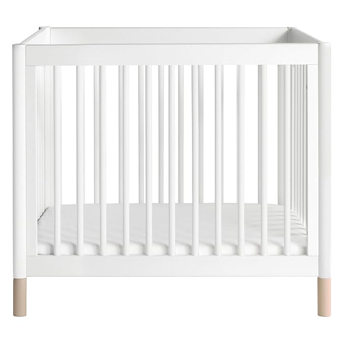 Babyletto Gelato 4-in-1 Convertible Mini Crib in White and Washed Natural, Greenguard Gold Certified - LeafyLoom