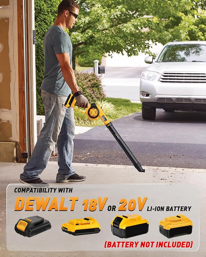 Mini Cordless Leaf Blower Up to 200MPH for Dewalt 20V Max Battery (No Battery) Electric Leaf Blower Cordless 3 Speeds Mode Battery Powered Leaf Blowers for Workbench, Patio, Porch - LeafyLoom