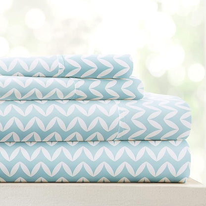 Linen Market 3 Piece Twin Bedding Sheet Set (Light Blue Chevron) - Sleep Better Than Ever with These Ultra-Soft & Cooling Bed Sheets for Your Twin Size Bed - Deep Pocket Fits 16" Mattress - LeafyLoom