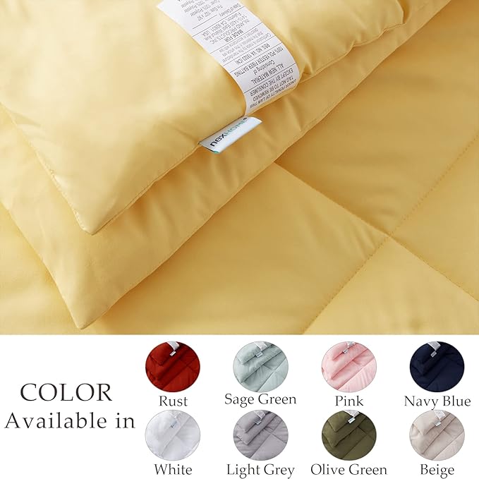 NexHome Yellow King Bed in a Bag 7-Pieces Comforter Sets with Comforter and Sheets Soft All Season Bedding Sets with Comforter, Pillow Shams, Flat Sheet, Fitted Sheet and Pillowcases - LeafyLoom