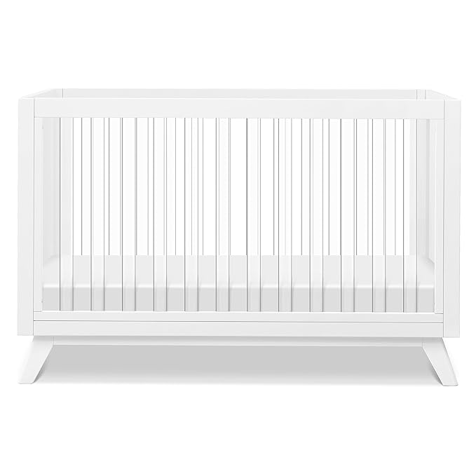 DaVinci Otto 3-in-1 Convertible Crib in White with Acrylic Slats, Greenguard Gold Certified - LeafyLoom