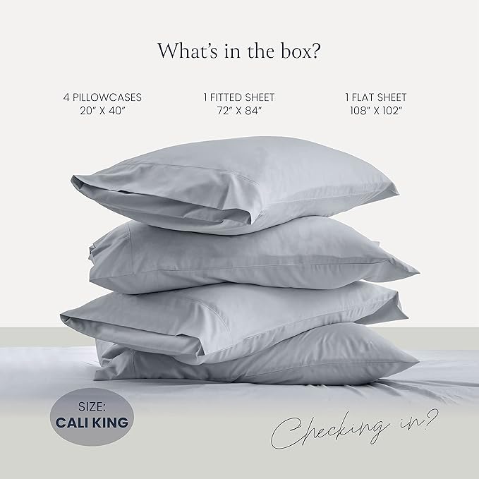 BELADOR Silky Soft Cali King Sheet Set -Luxury 6 Piece Bed Sheets for California King Size Bed, Secure-Fit Deep Pocket Sheets with Elastic, Breathable Hotel Sheets & Pillowcase Set, Wrinkle Free - LeafyLoom