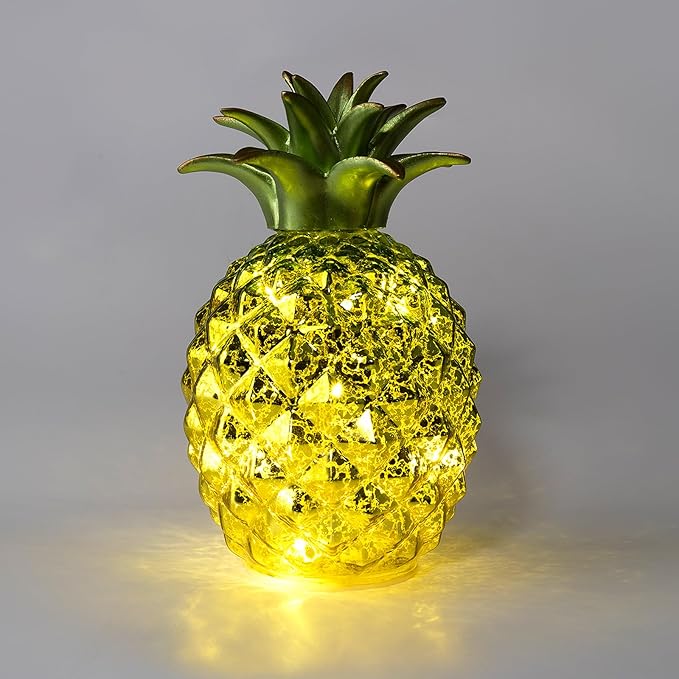 Life has light，Mercury Glass Pineapple lamp, Night Light with Timer, Glass Desk lamp for Bedroom, Dressing Table, Living Room, Children's Room, Coffee Table, Holiday Decoration, Gifts for Women. - LeafyLoom