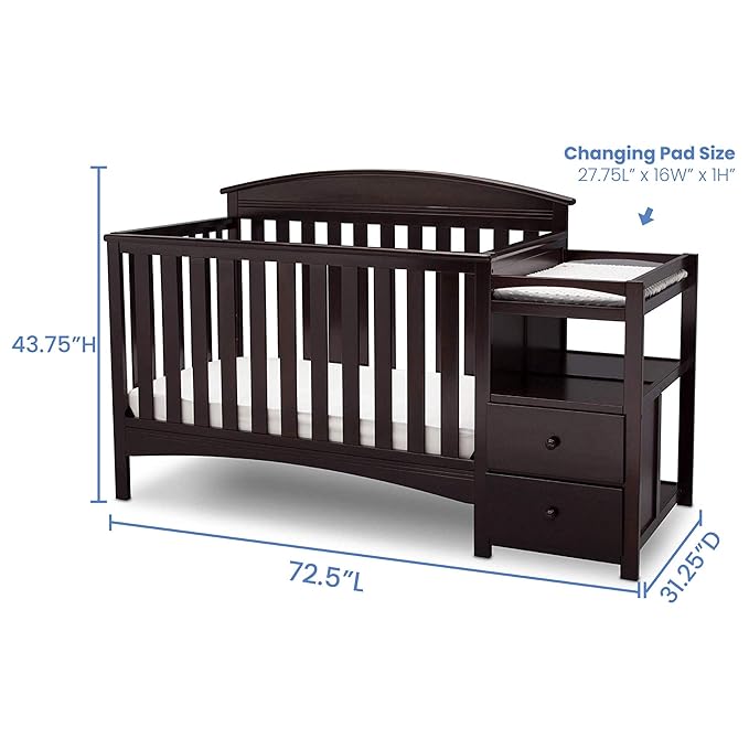 Delta Children Abby Convertible Crib and Changer, Dark Chocolate - LeafyLoom