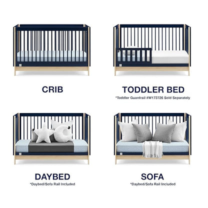 GAP babyGap Tate 4-in-1 Convertible Crib - Greenguard Gold Certified, Navy/Natural - LeafyLoom