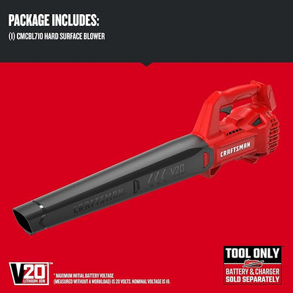 CRAFTSMAN V20 Cordless Leaf Blower, Hard Surface Blower, Bare Tool Only (CMCBL710B) - LeafyLoom