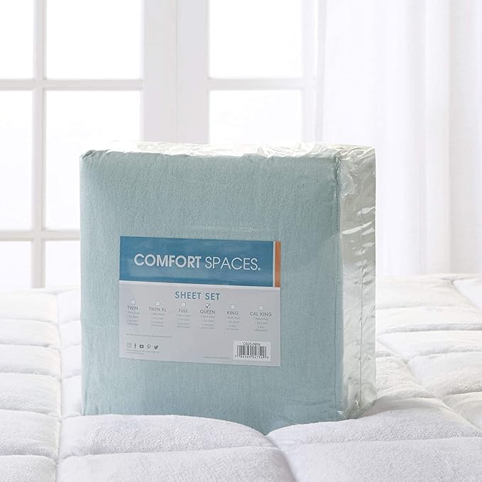 Comfort Spaces Cotton Flannel Breathable Warm Deep Pocket Sheets with Pillow Case Bedding, Cal King, Aqua Solid 4 Piece - LeafyLoom