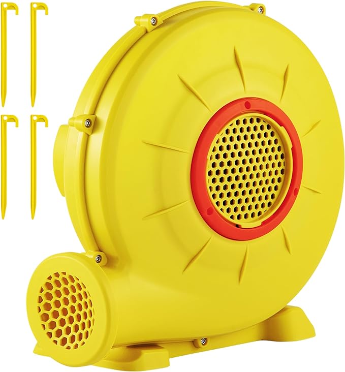 VEVOR Air Blower, 450W 0.6HP Inflatable Blower, Portable and Powerful Bounce House Blower, 1750Pa Commercial Air Blower Pump Fan, Used for Inflatable Bouncy Castle and Jump Slides, Yellow - LeafyLoom