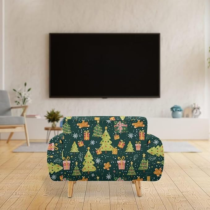 FKELYI Christmas Tree Sofa Couch Cover Comfortable Furniture Protector with Elastic Bottom Stretch Sofa Slipcover for Living Room M FKELYI