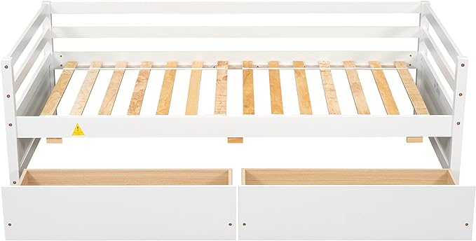 Bellemave Daybed with Two Storage Drawers Wood Day Bed, Sofa Bed Frame with Storage Drawers Daybed Couch with Storage Bed for Living Room Bedroom （White）… - LeafyLoom