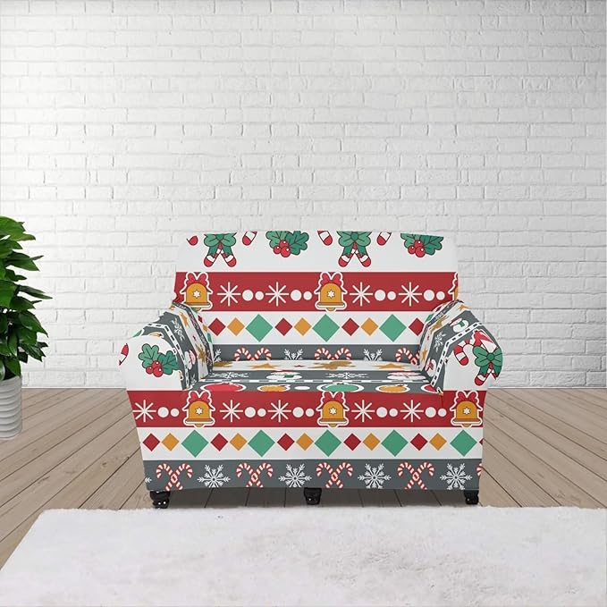 FKELYI Christmas Sofa Furniture Protector for Indoor Easy Going Stretch Sofa Slipcover Non-Slip Sofa Slicpovers Washable Sofa Couch Cover S FKELYI