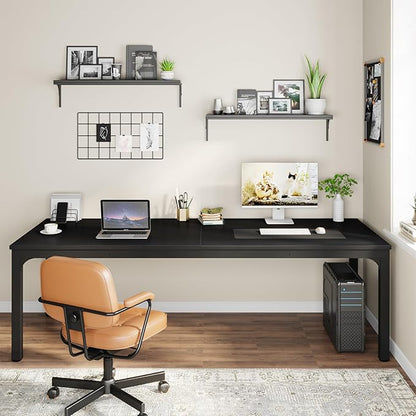 78.7 Inches Extra Long Two Person Office Desk,Double Workstation for Home Office,Black - LeafyLoom