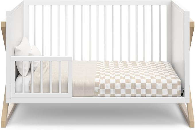 Storkcraft Equinox 3-in-1 Convertible Crib (Driftwood) - Easily Converts to Toddler Bed & Daybed, 3-Position Adjustable Mattress Support Base, Modern Two-Tone Design for Contemporary Nursery - LeafyLoom