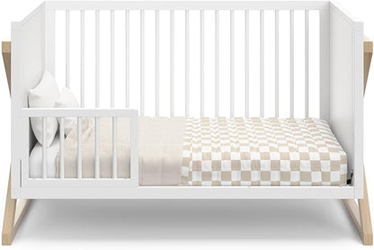 Storkcraft Equinox 3-in-1 Convertible Crib (Driftwood) - Easily Converts to Toddler Bed & Daybed, 3-Position Adjustable Mattress Support Base, Modern Two-Tone Design for Contemporary Nursery - LeafyLoom