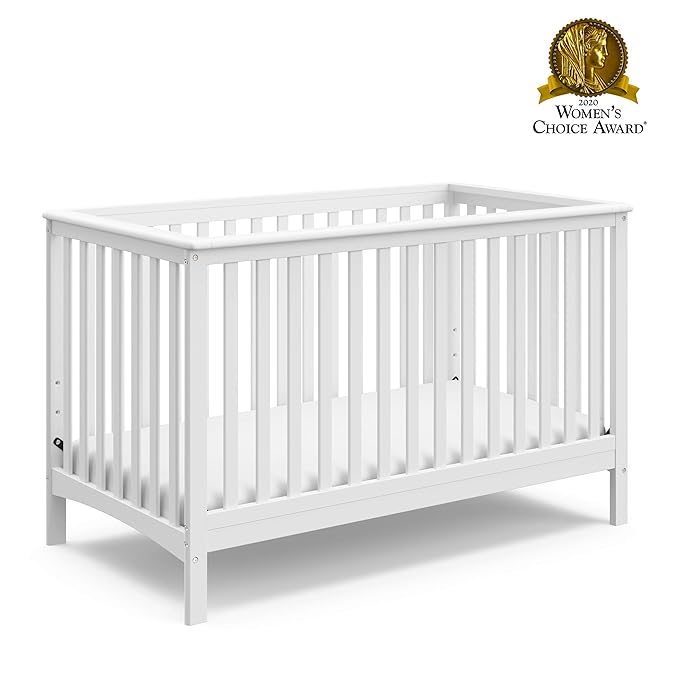 Storkcraft Hillcrest 4-in-1 Convertible Crib (White) - Converts to Daybed, Toddler Bed, and Full-Size Bed, Fits Standard Full-Size Crib Mattress, Adjustable Mattress Support Base - LeafyLoom