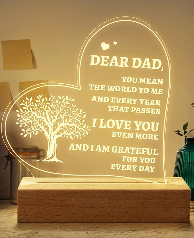 Welsky Birthday Gifts for Dad from Daughter Son, Personalized Dad Night Light Gifts for Birthday, Christmas, Dad Presents from Kids - LeafyLoom