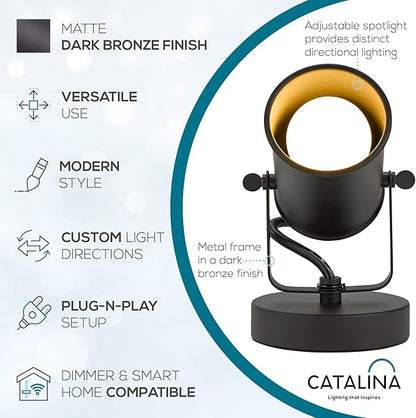 Catalina Lighting Modern Multipurpose Spotlight Desk or Wall Mount Accent Lamp, 6", Dark Bronze, 2 Count (Pack of 1) - LeafyLoom