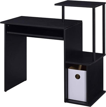 Acme Lyphre Wooden Rectangle Top Computer Desk with Keyboard Tray in Black - LeafyLoom