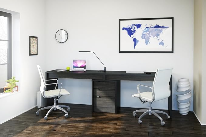 Nexera 211306 Reversible Desk Panel for Home Office, Black & Ebony - LeafyLoom