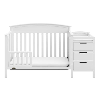 Graco Benton 4-in-1 Convertible Crib and Changer (White) – Crib and Changing Table Combo, Includes Water-Resistant Changing Pad, 3 Drawers, Converts to Toddler Bed, Daybed and Full-Size Bed - LeafyLoom