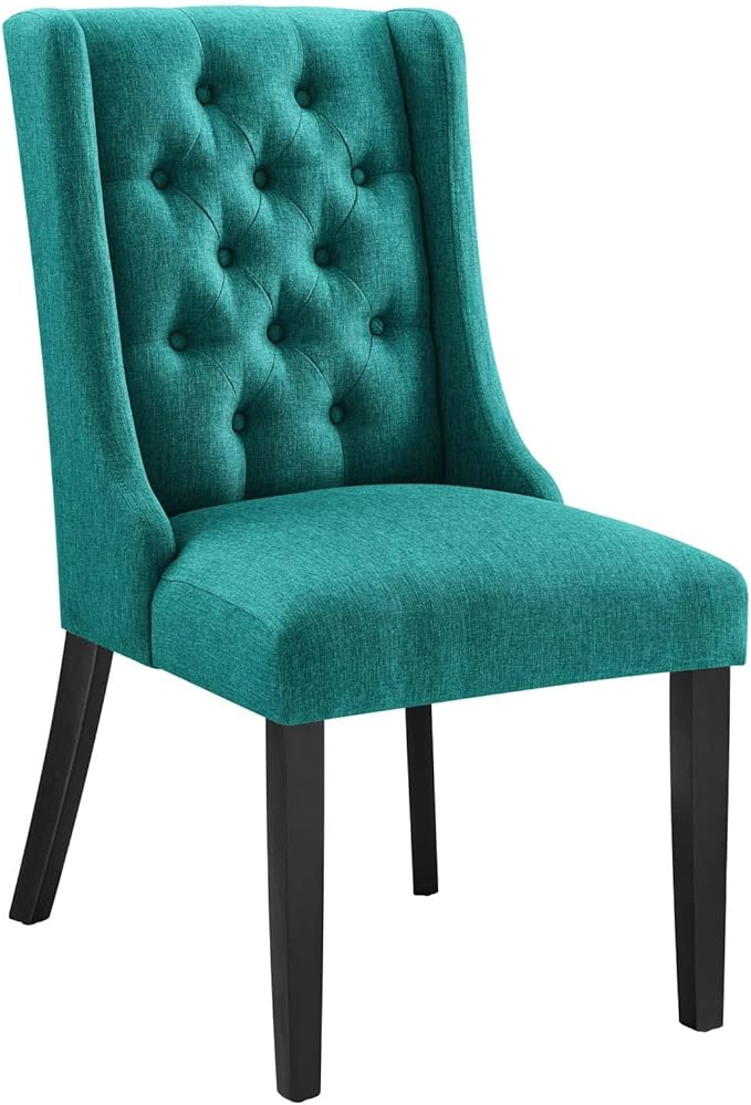 Modway Baronet Button Tufted Fabric, One Dining Chair, Teal - LeafyLoom