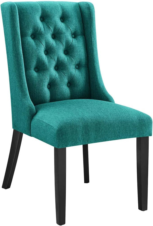 Modway Baronet Button Tufted Fabric, One Dining Chair, Teal - LeafyLoom