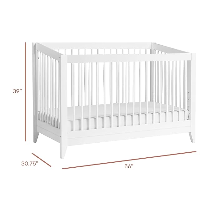 Babyletto Sprout 4-in-1 Convertible Crib with Toddler Bed Conversion Kit in White, Greenguard Gold Certified - LeafyLoom