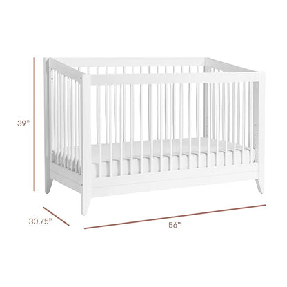 Babyletto Sprout 4-in-1 Convertible Crib with Toddler Bed Conversion Kit in White, Greenguard Gold Certified - LeafyLoom