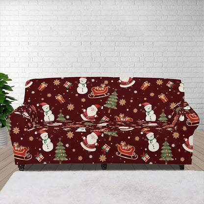 FKELYI Red Christmas Sofa Couch Cover for Indoor Non-Slip Furniture Protector Easy Going Stretch Sofa Slipcover Washable Sofa Slipcovers L FKELYI