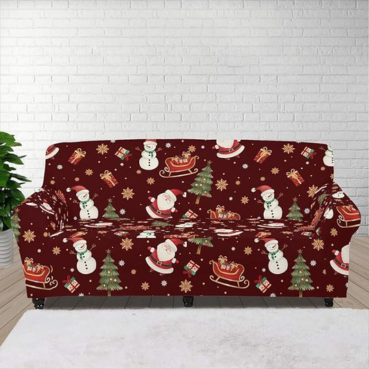 FKELYI Red Christmas Sofa Couch Cover for Indoor Non-Slip Furniture Protector Easy Going Stretch Sofa Slipcover Washable Sofa Slipcovers L FKELYI