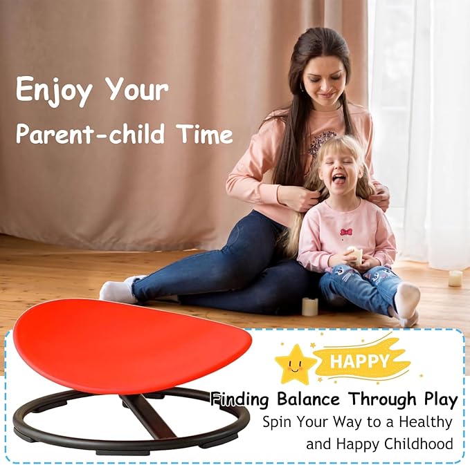 Kids Sensory Chair for Autism Kids Swivel Chair,Kids Sit and Spin Sensory Chair,Sensory Toy Chair,Carousel Spin Sensory Chair for Kids,Metal Base Non-Slip Wobble Chair Sitting Comfortably… - LeafyLoom