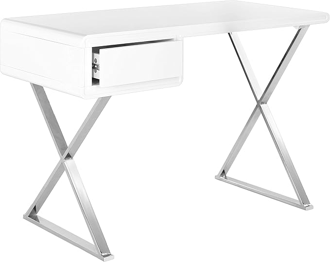 Safavieh Home Collection Hanover Desk, White/Chrome - LeafyLoom