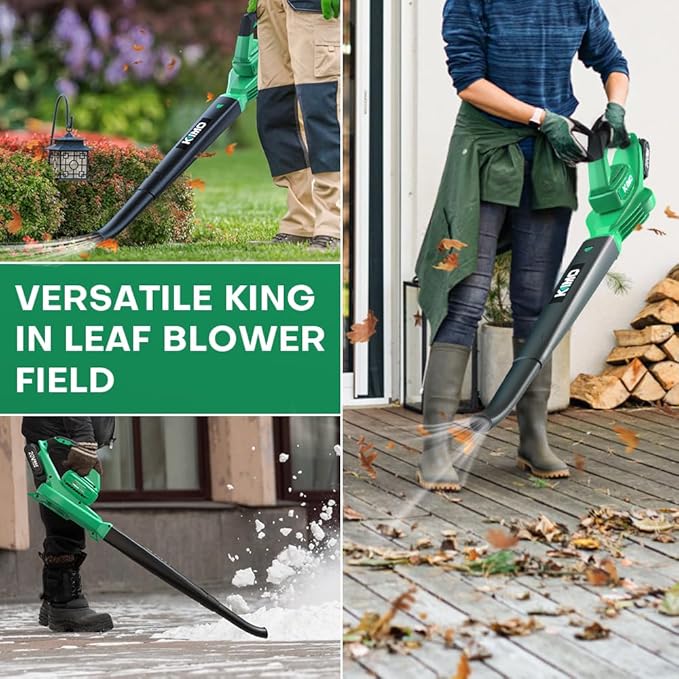 K I M O. Leaf Blower Cordless with Battery and Charger, 2X2.0 Batteries, Extension Tube, 200 CFM 170 MPH Lightweight Cordless Leaf Blower, Battery Operated Leaf Blowers for Lawn Care, Yard|Patio|House - LeafyLoom