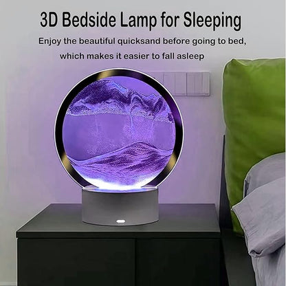 3DMoving Sand Art,360° Rotating Hourglass Decoration table lamp ,7 Color Changing Sand Liquid Motion Desk Lamp,RGB Color Creative Sea Quicksand Moving Sand Art Picture Night Light(Purple with Remote) - LeafyLoom