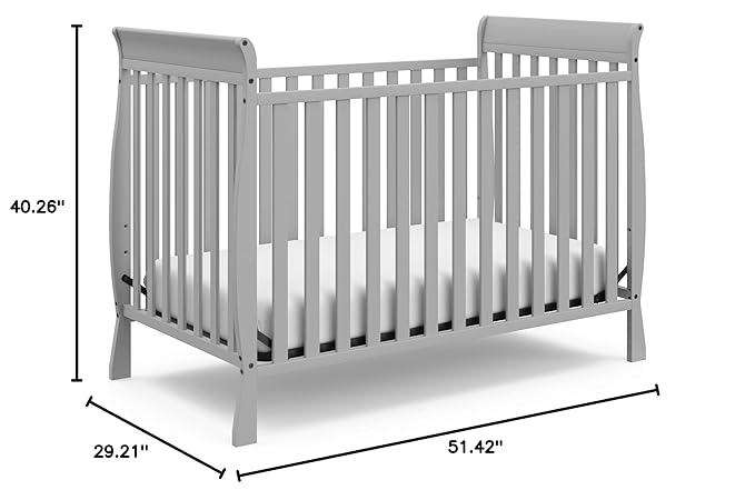 Storkcraft Maxwell Convertible Crib (Pebble Gray) – GREENGUARD Gold Certified, Converts to Toddler Bed and Daybed, Fits Standard Full-Size Crib Mattress, Classic Crib with Traditional Sleigh Design - LeafyLoom