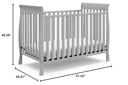 Storkcraft Maxwell Convertible Crib (Pebble Gray) – GREENGUARD Gold Certified, Converts to Toddler Bed and Daybed, Fits Standard Full-Size Crib Mattress, Classic Crib with Traditional Sleigh Design - LeafyLoom