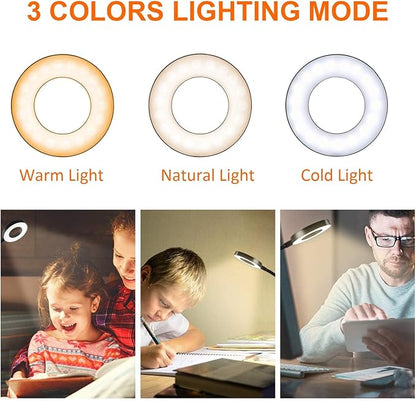 Clip on Light Reading Lights, 48 LED USB Desk Lamp with 3 Color Modes 10 Brightness, Eye Protection Book Clamp Light, 360 ° Flexible Gooseneck Clamp Lamp for Desk Headboard Video Conferencing - LeafyLoom