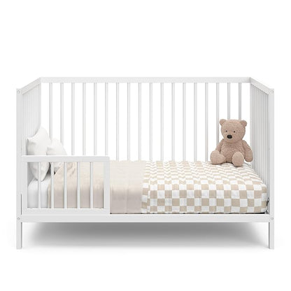 Graco Teddi 5-in-1 Convertible Crib (White) – GREENGUARD Gold Certified, Converts to Daybed, Toddler & Twin Bed with Headboard and Footboard, Adjustable Mattress Height - LeafyLoom