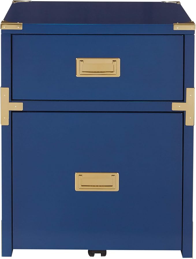 OSP Home Furnishings Wellington 2-Drawer File Cabinet, Lapis Blue - LeafyLoom