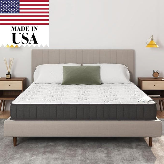 Ottomanson 9" Full Mattress in a Box Made in USA, Firm Mattress, Hybrid Mattress Cool Improved Airflow with Edge to Edge Pocket Coil, Bed in A Box, Ottopedic - LeafyLoom