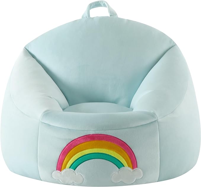 Heritage Kids Micromink Squishy Bean Bag Chair for Kids Ages 3+, Rainbow - LeafyLoom