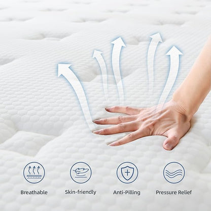 King Size Mattress, 10 Inch Memory Foam Mattress, Hybrid Mattress in a Box with Independent Spring, Soft and Comfortable Medium Firm Mattress, Pressure Relief, CertiPUR-US Certified - LeafyLoom