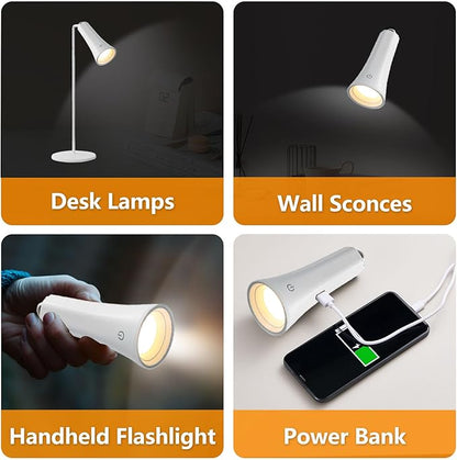 Rechargeable Desk Lamps, LED Table Lamp with 3 Brightness Levels,Removable Flashlight,Emergency power bank,Outdoor Desk Lamps/360° Rotation Reading Light for Restaurant/Indoor/Outdoor. - LeafyLoom