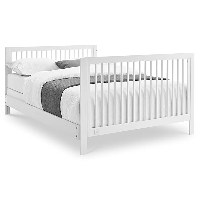 Delta Children babyGap Charlie 6-in-1 Convertible Crib + Brannan Bear Bookcase with Bins + Brannan Bear Wall Shelf with 4 Hooks, Bianca White (Bundle) - LeafyLoom