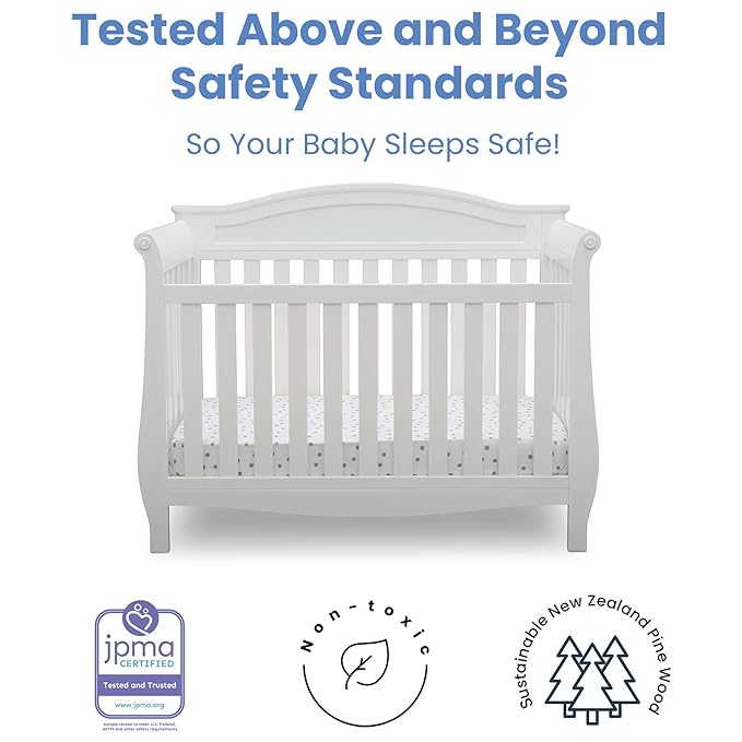 Delta Children Lancaster 4-in-1 Convertible Baby Crib, Bianca White - LeafyLoom