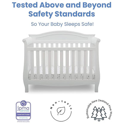 Delta Children Lancaster 4-in-1 Convertible Baby Crib, Bianca White - LeafyLoom