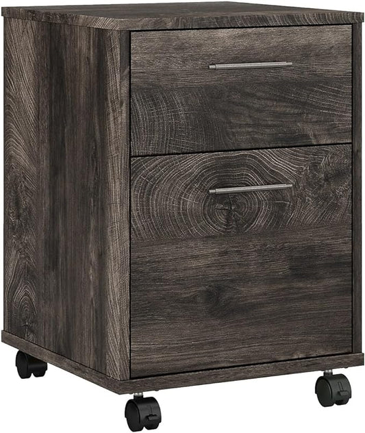 Bush Furniture Key West 2-Drawer Mobile File Cabinet, Letter/Legal, Dark Gray Hickory, 16-Inch (KWF116GH-03) - LeafyLoom