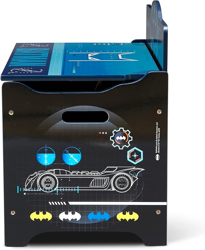 Batman Deluxe Toy Box by Delta Children Greenguard Gold Certified, Black/Blue - LeafyLoom